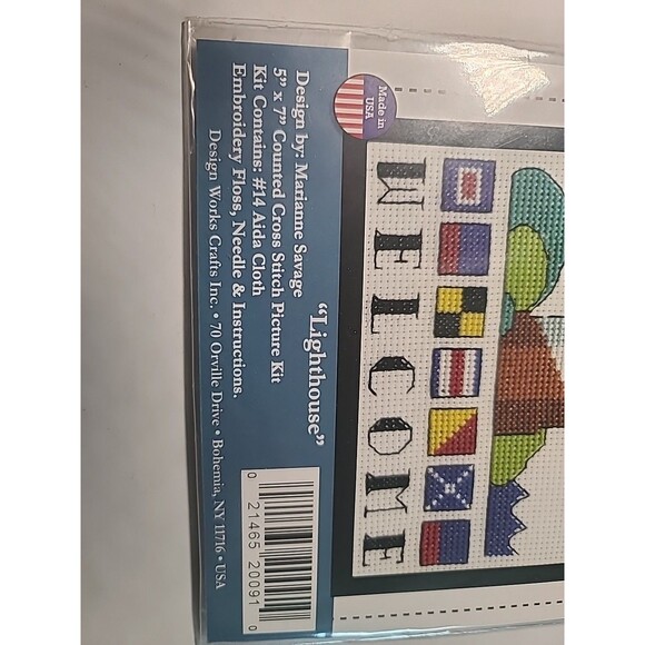 NEW Design Works WELCOME LIGHTHOUSE Counted Cross Stitch Kit 5" x 7" - Picture 2 of 4